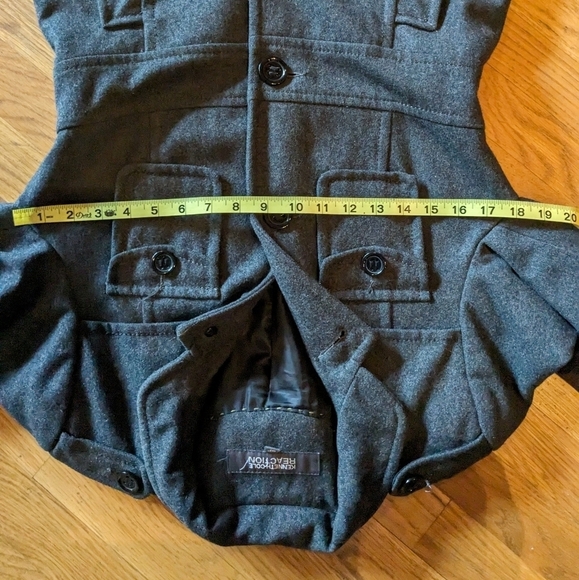 Kenneth Cole Reaction 8P Gray Wool Blend Long Button Down Lined Trench Coat‎ - Picture 7 of 10